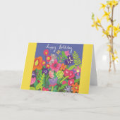 イエロー&パープル誕生日カード カード (黄色い花)