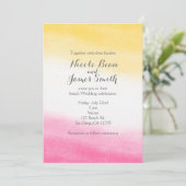 イエロー&ピンクウォーターカラーエレガントな結婚式 招待状 (スタンド正面)
