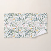 イエロー ピンク ブルー グリーン フラワー ウォーターカラー ギフト バスタオルセット (ハンドタオル)