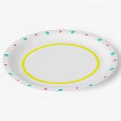 イエロー ピンク ブルー ジオメトリック パターン ペーパープレート (アングル)