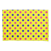 イエロー ピンク ブルー ポルカドット パターン 枕カバー (正面)