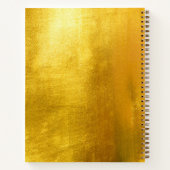 イエロー ファンシー モノグラム シャイニー フェイク ゴールド フォイル ノートブック (裏面)
