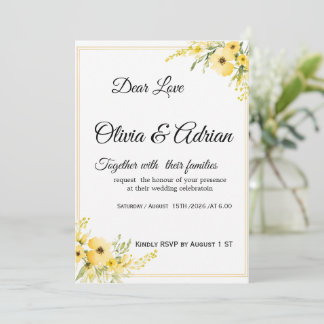 イエロー フラワー ウェディング インビテーション | ElegaInvitation