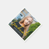 イエロー |ブラシモダンスクリプトフォトの卒業 スタンダードカクテルナプキン (角)