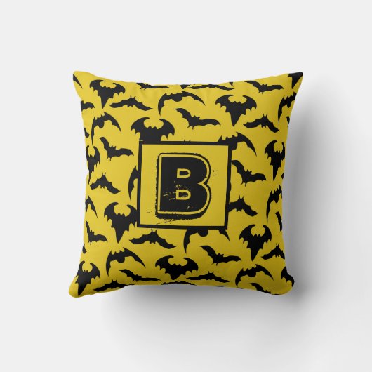イエロー&ブラックこうもりハロウィーン クッション (裏面)