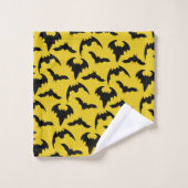 イエロー&ブラックこうもりハロウィーン バスタオルセット (ウォッシュタオル)