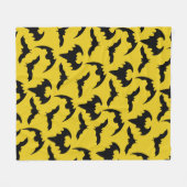 イエロー&ブラックこうもりハロウィーン フリースブランケット (正面(横))