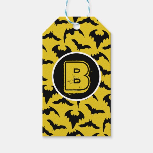 イエロー&ブラックこうもりハローウィンパーティ ギフトタグ (正面)