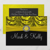 イエロー＆ブラックのバロック調発表飾り 招待状 (正面/裏面)