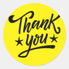イエロー&ブラックのミニマリストありがとうステッカー ラウンドシール