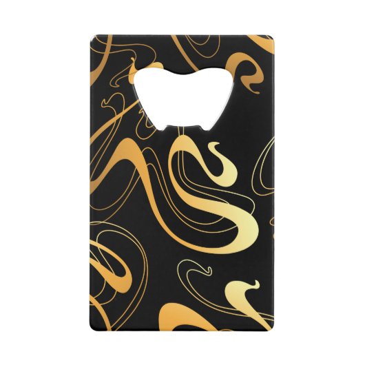 イエロー&ブラッククラシック抽象デザイン クレジットカード栓抜き (正面)