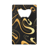 イエロー&ブラッククラシック抽象デザイン クレジットカード栓抜き (裏面)