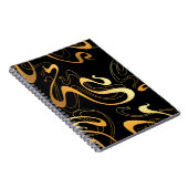 イエロー&ブラッククラシック抽象デザイン ノートブック (右側)
