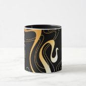 イエロー&ブラッククラシック抽象デザイン マグカップ (中央)