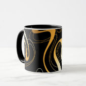イエロー&ブラッククラシック抽象デザイン マグカップ (正面左)
