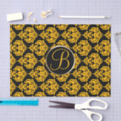 イエロー&ブラックグラムダマスクモノグラムレターイニシャル 薄葉紙 (クラフト)