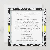 イエロー&ブラックダマスクブライダルシャワー招待状 招待状 (裏面)