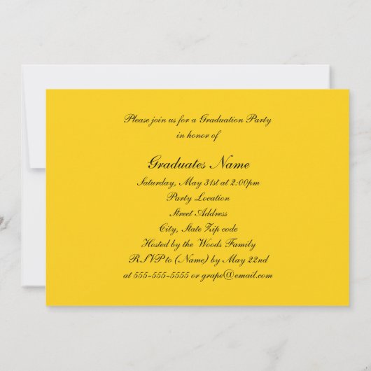 イエロー/ブラックマンシルエット2025卒業パーティー 招待状 (裏面)