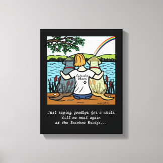 イエロー&ブラックラブラドールエンジェルズアンドママ3 Canvas キャンバスプリント