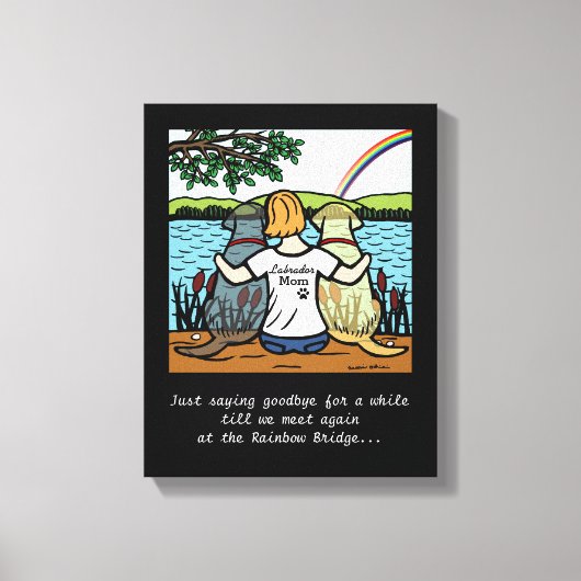 イエロー&ブラックラブラドールエンジェルズアンドママ3 Canvas キャンバスプリント (正面)