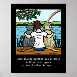 イエロー&ブラックラブラドールエンジェルズアンドマムブルネット ポスター