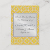 イエロー&ブラックレース結婚のテーブルプレイスカード プレイスカード (裏面)