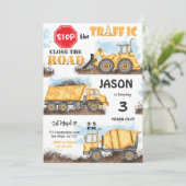 イエロー&ブラック建築誕生日招待状 招待状 (スタンド正面)