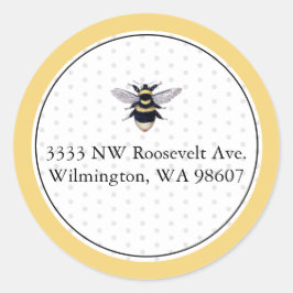 イエロー＆ブラック ビー リターン アドレス クラシック ラウンドシール