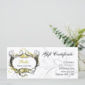 イエロー、ブラック、ホワイトのシックなギフト券 (スタンド正面)