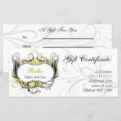 イエロー、ブラック、ホワイトのシックなギフト券 (正面/裏面)