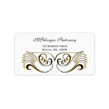 イエロー、ブラック、ホワイトのシックなビジネス住所 シール