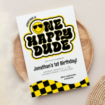 イエロー ブラック レトロ ワン ハッピー ダッド 1歳の誕生日