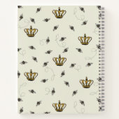 イエロー、ブラック&金ゴールドクイーンビー、クラウン&スクロール ノートブック (裏面)