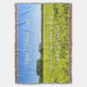 イエロー&ブルーのカントリーブリスカスタム- Mother's Day スローブランケット (正面縦)