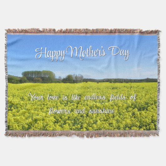 イエロー&ブルーのカントリーブリスカスタム- Mother's Day スローブランケット (正面)