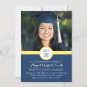 イエロー·ブルーの卒業モダンパーティー·マグネティック·カード マグネット招待状 (正面)