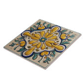 イエロー&ブルーグリーン抽象芸術 地中海の タイル (側面)