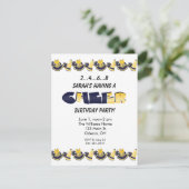 イエロー&ブルーチアリーダー誕生日招待状 招待状 (スタンド正面)