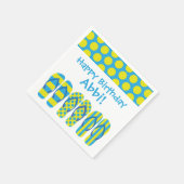 イエロー&ブルービーチサンダルパーソナライズされたパーティーナプキン スタンダードカクテルナプキン (角)