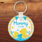 イエロー&ブルーラバーダッキー（アヒルちゃん）水玉模様モミー キーホルダー (正面)