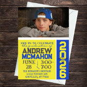 イエロー&ブルー卒業写真招待状 招待状