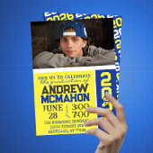 イエロー&ブルー卒業写真招待状 招待状