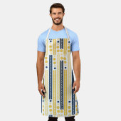 イエロー & ブルー アブストラクト エプロン (着用した状態)