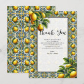 イエロー ブルー カプリ レモン 地中海 ありがとう 招待状 (正面/裏面)