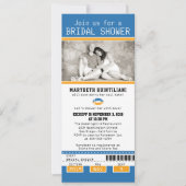 イエロー ブルー サッカー チケット ブライダル シャワー 招待状 (正面)