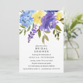 イエロー ブルー フラワーズ ウェディング ブライズ シャワー 招待状 (スタンド正面)