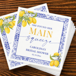 イエロー ブルー メイン スクイーズ ブライダル シャワー レモン  スタンダードカクテルナプキン