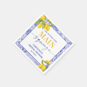 イエロー ブルー メイン スクイーズ ブライダル シャワー レモン  スタンダードカクテルナプキン (角)