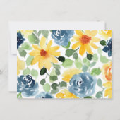 イエロー & ブルー 水彩 花 イラスト 結婚前パーティー 招待状 (裏面)
