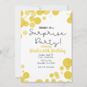 イエロー＆ホワイトのドット柄 バブル サプライズパーティー 招待状 (正面)